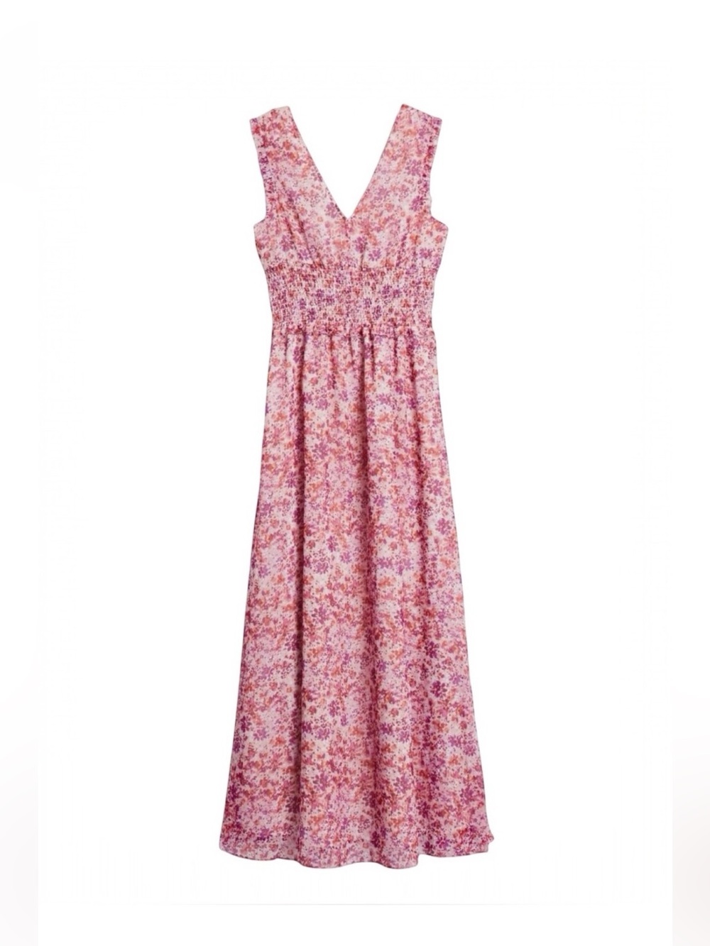 Banana Republic NWT micro floral sleeveless pink & red long summer maxi dress 10